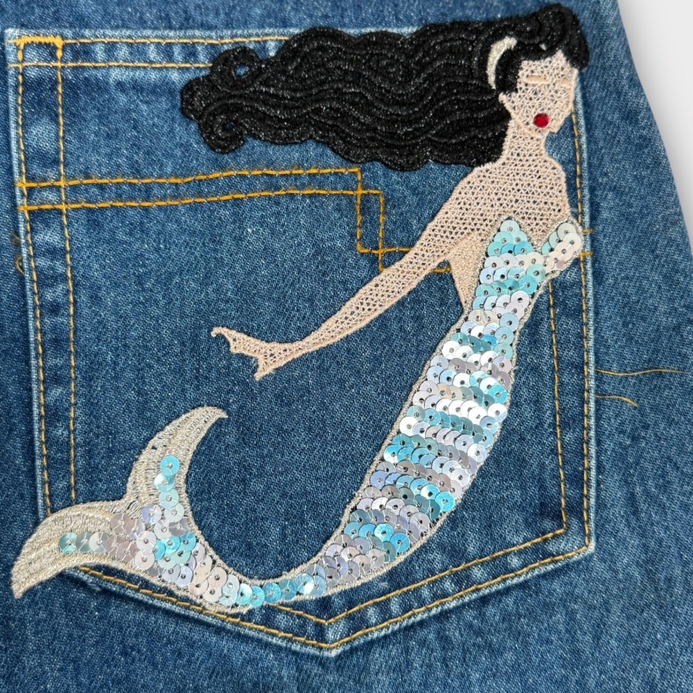 Marc Jacobs $500 NWT Bright Blue Jeans Sequin Mermaid Charms Beaded 26 - Picture 16 of 16